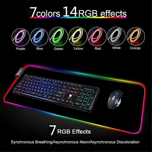Vista 5 de Alfombrilla de mouse sexy de anime para niña, para computadora de juegos RGB, goma antideslizante, grande, grande, para jugadores, almohadilla LED