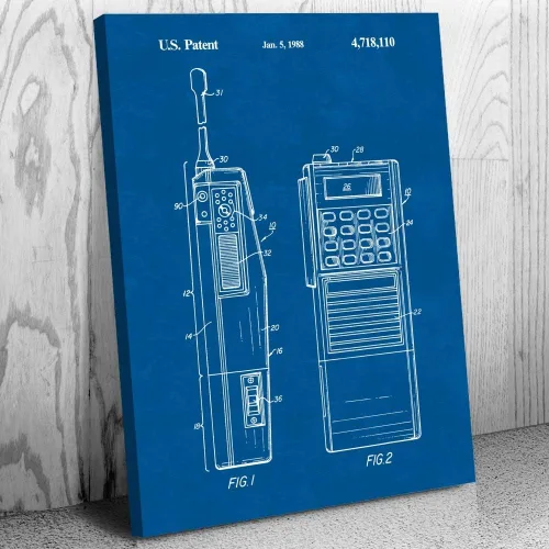 Vista 4 de Patent Earth Two Way Radio Canvas Print, Police Gift, Walkie Talkie, Radio Blueprint, Law Enforcement Art, Radio Operator Gift Black Chalkboard