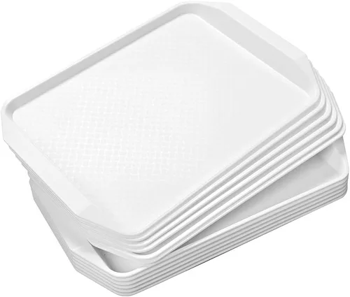 Vista 4 de Aebeky 12 bandejas de plástico blanco para servir comida rápida, 16.83 x 11.92 pulgadas
