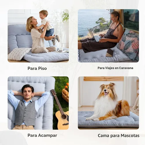 Vista 7 de Colchón japonés para piso, colchón de futón grueso de 3.5 pulgadas Plata Gris