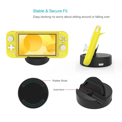 Vista 2 de J&TOP Charging Dock for Nintendo Switch Lite, Charging Station with 2 USB Ports Compatible with Wired Controllers
