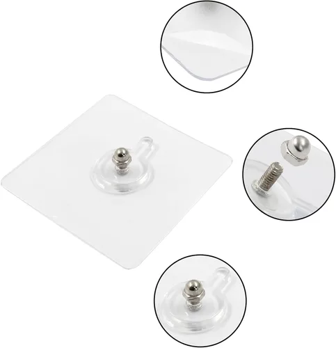 Vista 4 de Hitefu 10 ganchos autoadhesivos sin clavos, ganchos de pared resistentes para colgar, adhesivos sin tornillos para montaje en pared, ganchos