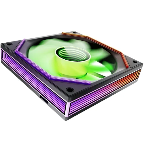 Vista 15 de Asiahorse Matrix Pro - Ventilador de carcasa ARGB integrado de 14.173 in, luz de espejo infinito curvada 3D controlada de 3 zonas, baja resistencia