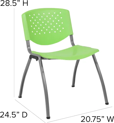 Vista 2 de BizChair Casa y Oficina Silla de Pila de Plástico Verde con Respaldo Perforado - Silla de Invitados