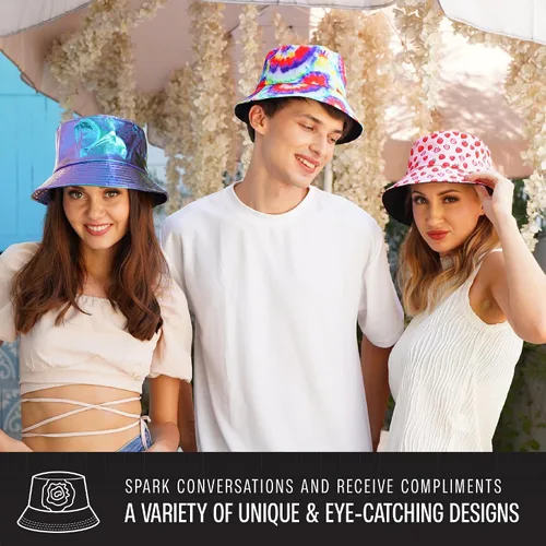 Vista 7 de Sombrero de pescador Rave para mujeres y hombres Lindos sombreros de pescador Sombrero de festival ajustable 50+ protección SPF accesorios rave