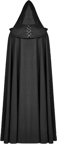 Vista 5 de SHOPESSA Capa medieval con capucha para mujer, talla grande, unisex, longitud completa, bata con capucha, cosplay, Halloween, capa de bruja