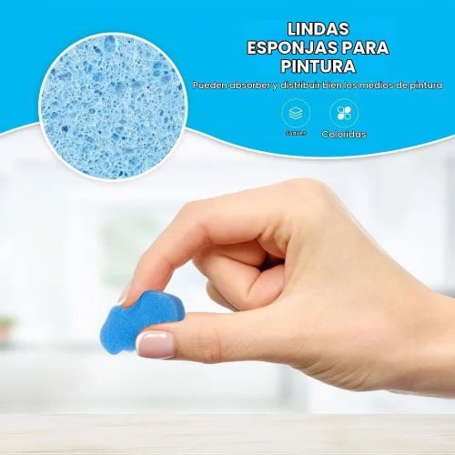 Vista 4 de LEOBRO 30 esponjas para pintar, aplicadores de pintura de esponja de forma, esponjas de pintura para manualidades, sellos de esponja de espuma