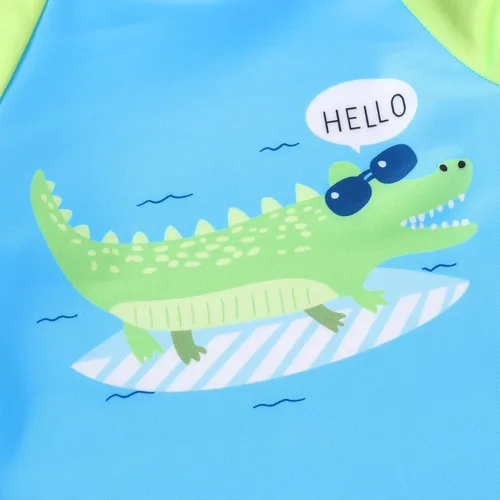 Vista 4 de Happy Town Trajes de baño para niños pequeños, conjuntos de camiseta de natación de manga larga, trajes de baño, trajes de baño de verano