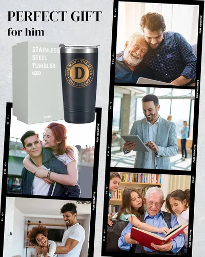 Vista 7 de Taza The Man the Myth the Legend con iniciales, vaso de viaje de acero inoxidable con monograma para hombres, divertida taza de café personalizada