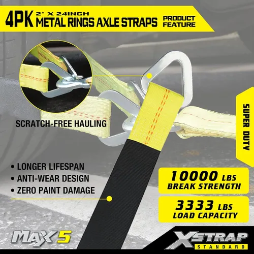 Vista 3 de XSTRAP STANDARD Paquete de 4 correas de eje de 24" x 2" con funda