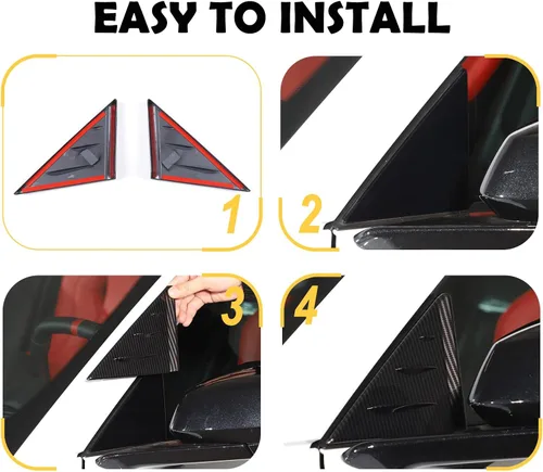 Vista 5 de Cubierta triangular para ventana delantera compatible con Chevrolet Corvette C8 Stingray Sports 2020 2021 2022, calcomanías de cubierta de alerón