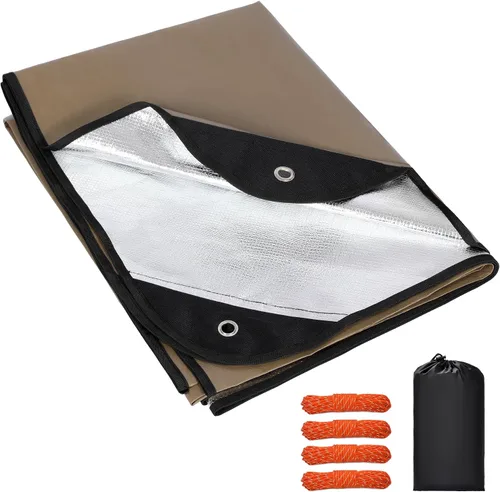 Vista 19 de Paquete de 2 mantas de supervivencia resistentes, lona térmica de emergencia impermeable, multiusos, reflectantes, aisladas, para todo