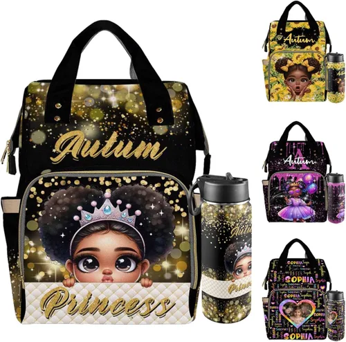Vista 38 de Mochilas personalizadas con nombre personalizado para bebé, bolsa de pañales con monograma con bolsillos térmicos para adultos y niños, impermeable