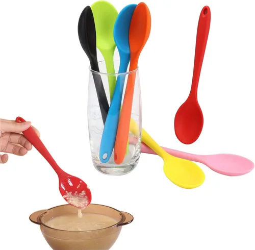 Vista 5 de Vituer - Juego de 7 cucharas de silicona para servir, resistentes al calor, cucharas de cocina antiadherentes para cocinar, cucharas de servir