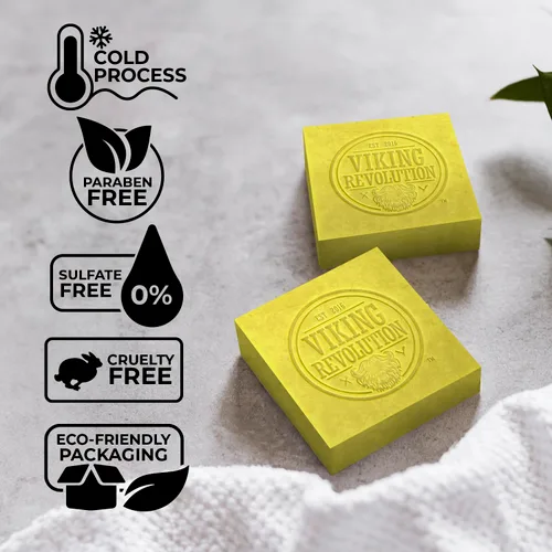 Vista 3 de Viking Revolution Jabón natural de bergamota para hombres, barra de jabón para hombre con aceites esenciales prensado en frío para hombres, jabón