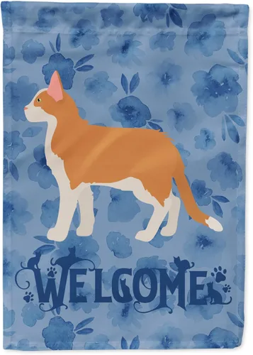 Vista 300 de Caroline's Treasures CK4813CHF - Bandera de bienvenida con gato abisinio azul, manga grande, para porche, para colgar en la pared, poliéster