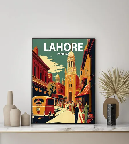 Vista 5 de Lahore - Póster impreso artístico, decoración de pintura de pared de Pakistán, arte de Oriente Medio, arte para decoración del hogar, obra de arte