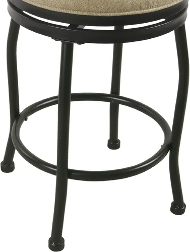Vista 4 de Benjara Taburete de metal con asiento acolchado de tela giratoria, beige y negro