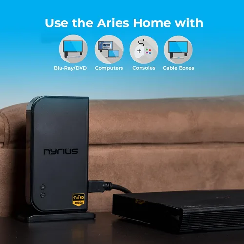 Vista 4 de Aries Home - Transmisor y receptor inalámbrico digital HDMI para transmisión de video HD 1080p, caja de cable, satélite, bluray, DVD, PS3, PS4