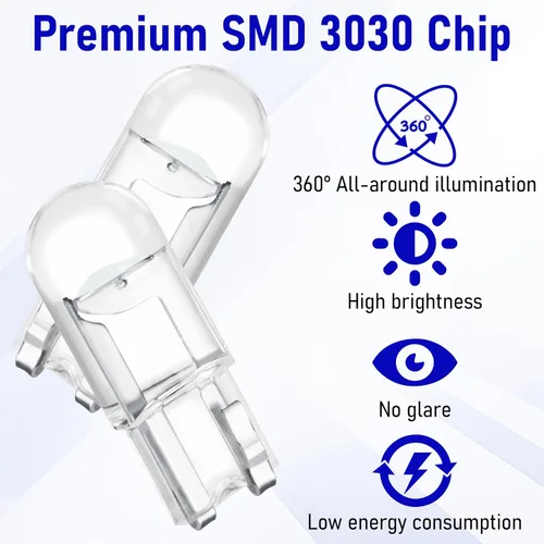 Vista 3 de ecocstm 30 bombillas LED 194 para automóvil, 168 2825 W5W T10 de cuña COB LED de repuesto, bombilla interior libre de errores para luz