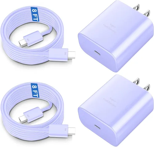 Vista 12 de Cargador rápido USB C de 45 W, cargador súper rápido de 45 vatios tipo C con cable de carga rápida Android de 6.6 pies para Samsung Galaxy S26