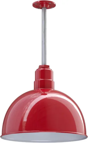Vista 16 de Steel Lighting Co. Colgante de cuenco rosa Lámpara montada en el techo Cúpula de 15 pulgadas vástago de 12 pulgadas Estilo granero de acero