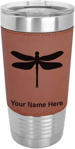 Vista 11 de LaserGram Vaso aislado al vacío de 20 onzas, libélula, grabado personalizado incluido (piel sintética, estilo béisbol)