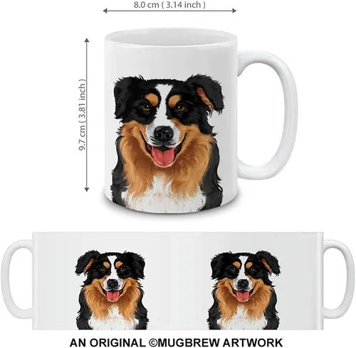 Vista 2 de MUGBREW Linda taza de café de cerámica con retrato completo de perro pastor australiano australiano, 11 onzas