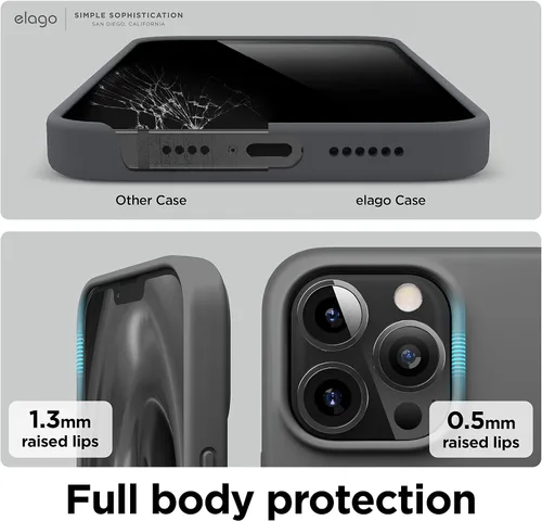 Vista 5 de elago - Funda compatible con iPhone 13 Pro Max, funda de silicona líquida, funda protectora de cámara de cuerpo completo, a prueba de golpes, funda