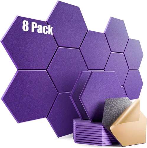 Vista 82 de Paquete de 12 paneles acústicos autoadhesivos de 12 x 10 x 0.4 pulgadas, paneles de espuma a prueba de sonido con alta densidad, elegante diseño