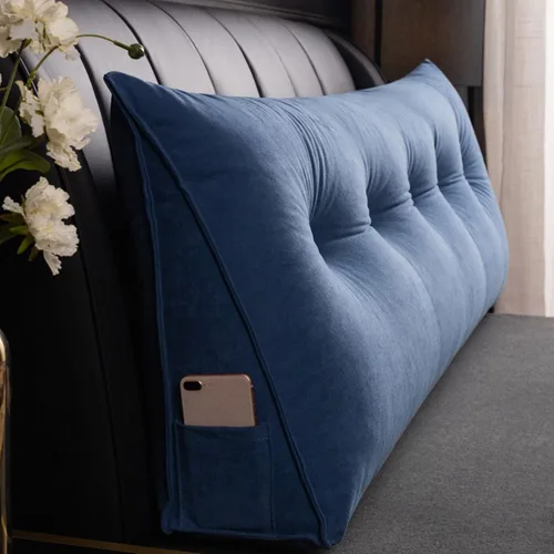 Vista 8 de Almohada triangular para cabecero, cojín triangular de color sólido, almohada de descanso en cama, almohada extraíble con soporte de cuña grande