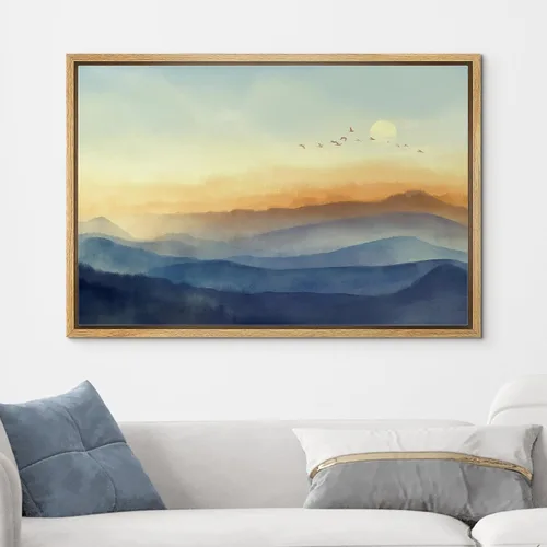 Vista 3 de wall26 Lienzo enmarcado para pared, puesta de sol, cielo pastel, degradado, naturaleza, ilustraciones de área silvestre, bellas artes, decoración