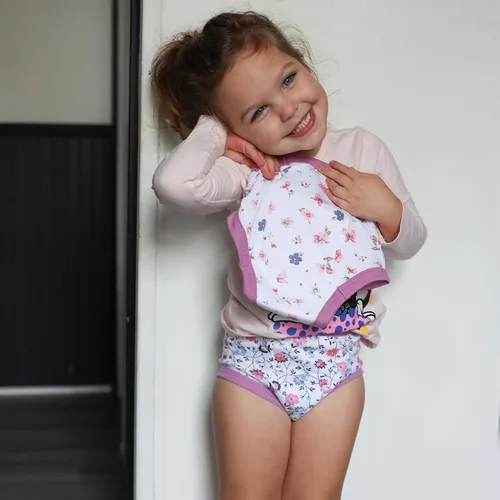 Vista 2 de BIG ELEPHANT Ropa interior de entrenamiento para ir al baño, 100% algodón, absorbente, unisex, pantalones para niños y niñas Serie Floral