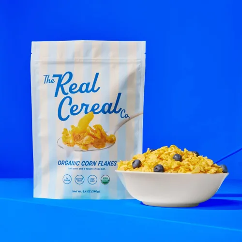 Vista 7 de The Real Cereal Company, Cereales orgánicos de maíz en hojuelas, paquete de 3, cero azúcar, sin gluten, sin OMG, fabricado en Estados Unidos