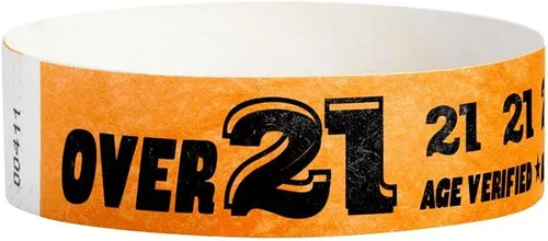Vista 11 de 500 pulseras Tyvek de WristCo Paquete Variado Mayores de 21 - ¾" x 10" - Pulseras de papel impermeables, reciclables, cómodas, resistentes a