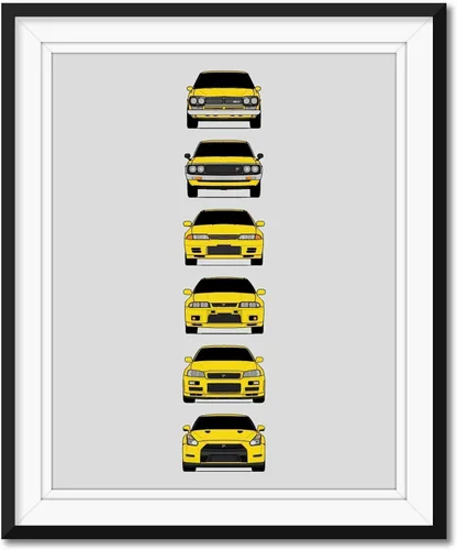 Vista 12 de Custom Car Posters Handmade Poster compatible with Nissan Skyline GT-R and Print of Nissan Skyline GTR (KPGC10, KPGC110, R32, R33, R34, R35)