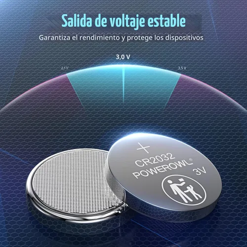 Vista 5 de POWEROWL Paquete de 12 Baterías CR2032 de Alta Capacidad - Reemplazo de Batería CR2032 de Litio 3V para Apple Airtag, Llavero, Control Remoto