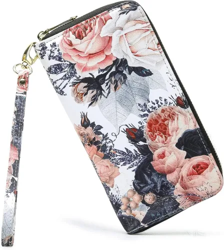 Vista 127 de Cartera de mano para mujer, estilo bohemio, con RFID, elegante, espaciosa con correa para viajes, capacidad para tarjetas, teléfono, dinero