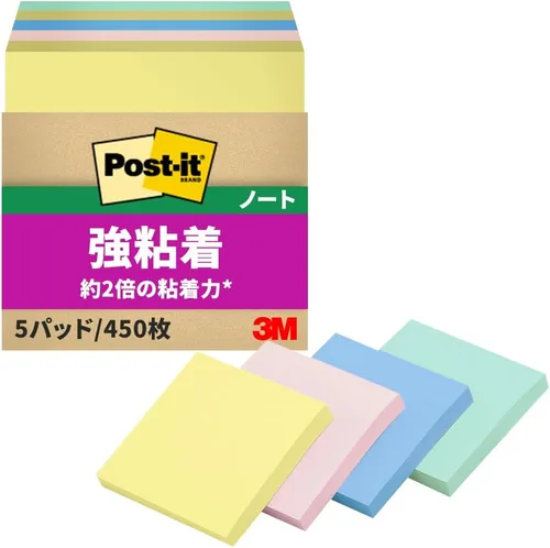 Vista 13 de Pack of 5 75 x 75mm mixed color fluorescence Sumitomo (3M) Post-it (R) strong adhesion Notes 654-5SSAN (japan import)