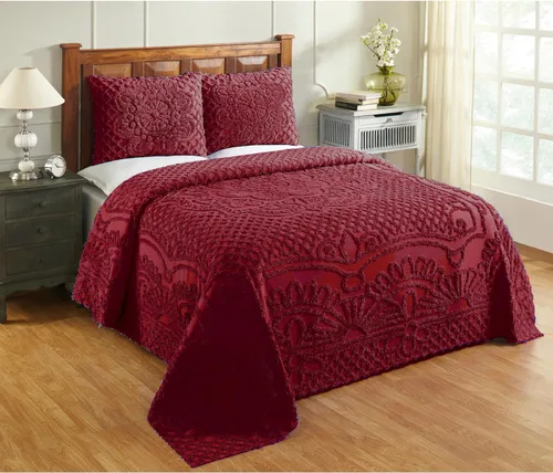 Vista 11 de Better Trends - Colchas de chenilla tamaño individual, gris carbón 100% algodón chenilla con diseño de medallón acolchado, cubierta de cama suave