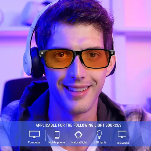 Vista 2 de ANYLUV Gafas de luz azul para hombre + lentes de bloqueo de luz azul para computadora de metal Al-Mg