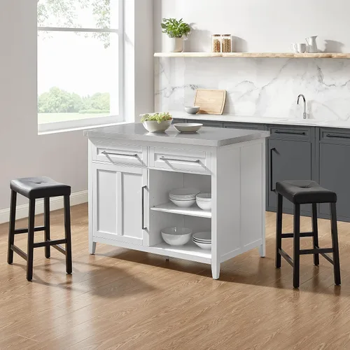 Vista 6 de Crosley Furniture Silvia - Juego de isla de cocina, taburetes de silla