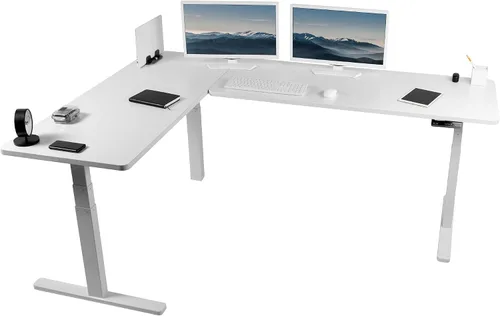 Vista 14 de VIVO DESK-KIT-3E8BO - Escritorio eléctrico de altura ajustable de 83 x 60 pulgadas para trabajar de pie, con 2 cubiertas sólidas de bambú, marco