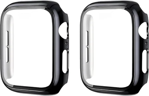 Vista 21 de Juego de 2 fundas con protector de pantalla de vidrio templado para Apple Watch SE (Gen 1/2/3) Series 4/5/6 40mm, tacto suave, protección