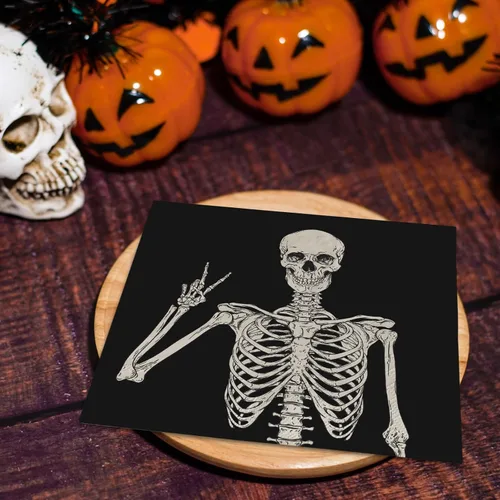 Vista 6 de AnyDesign Paquete de 80 servilletas de papel de calavera desechables de Halloween, servilletas de almuerzo de esqueleto sonriente, decoración