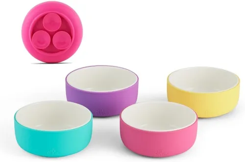 Vista 17 de Elk and Friends Cuencos de porcelana para niños con manga de silicona Alimentación para niños/niños pequeños/bebés Apto para microondas