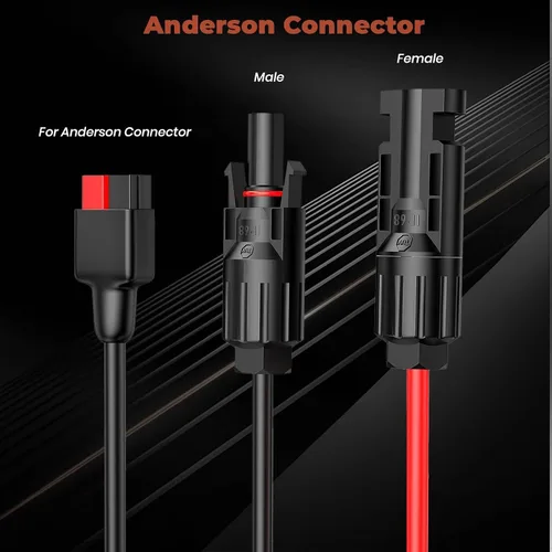 Vista 6 de Kit de conector solar universal 4 en 1, 16 AWG a Anderson XT60 DC7909 DC5521, cable de extensión solar, compatible con paneles solares y la mayoría