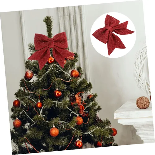 Vista 8 de NOLITOY 1 lazo de Navidad dorado con mariposa roja para decoración de regalo de fiesta de Navidad, lazos de regalo para árbol de Navidad, adornos