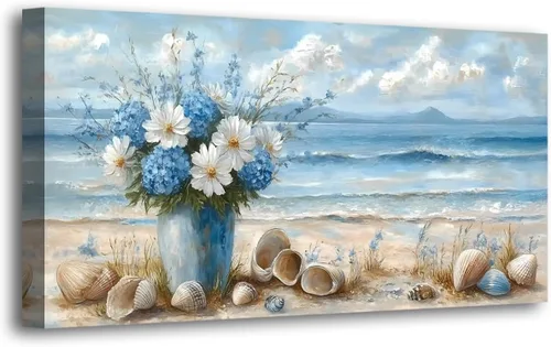 Vista 33 de Cuadros de Lienzo de la Costa de la Playa Arte de Pared para Sala de Estar Oficina Dormitorio Decoración de Pared, Impresiones de Arte de Pared