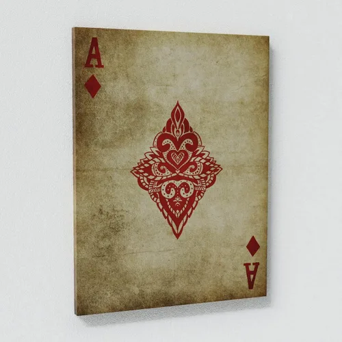 Vista 4 de Juego de 4 tarjetas Ace tamaño pequeño 4x 12 x 16 pulgadas / 0.75 pulgadas, arte en lienzo – Baraja de casino de sala de juegos de cartas vintage